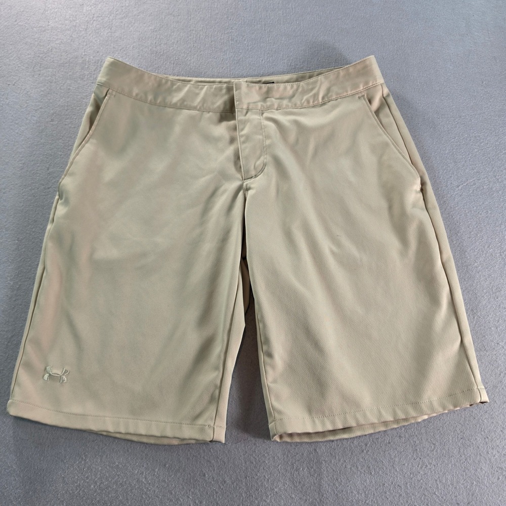 Under Armour Kids Boys Khaki Tan Performance Golf Shorts Size 2 HeatGear Active